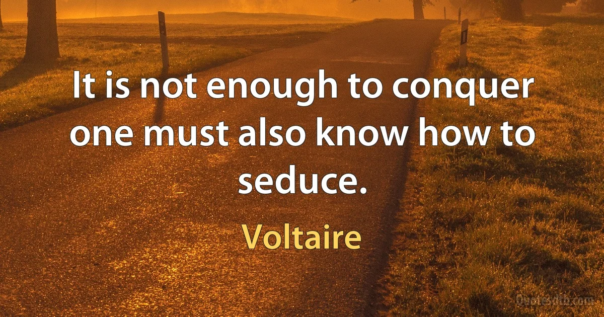 It is not enough to conquer one must also know how to seduce. (Voltaire)