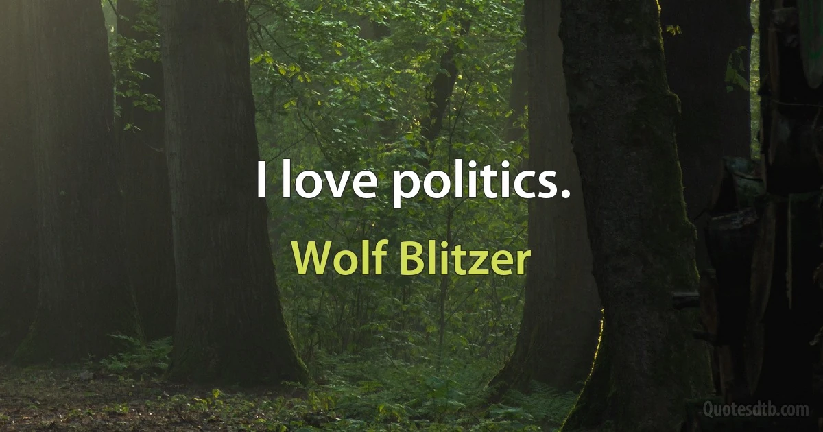 I love politics. (Wolf Blitzer)