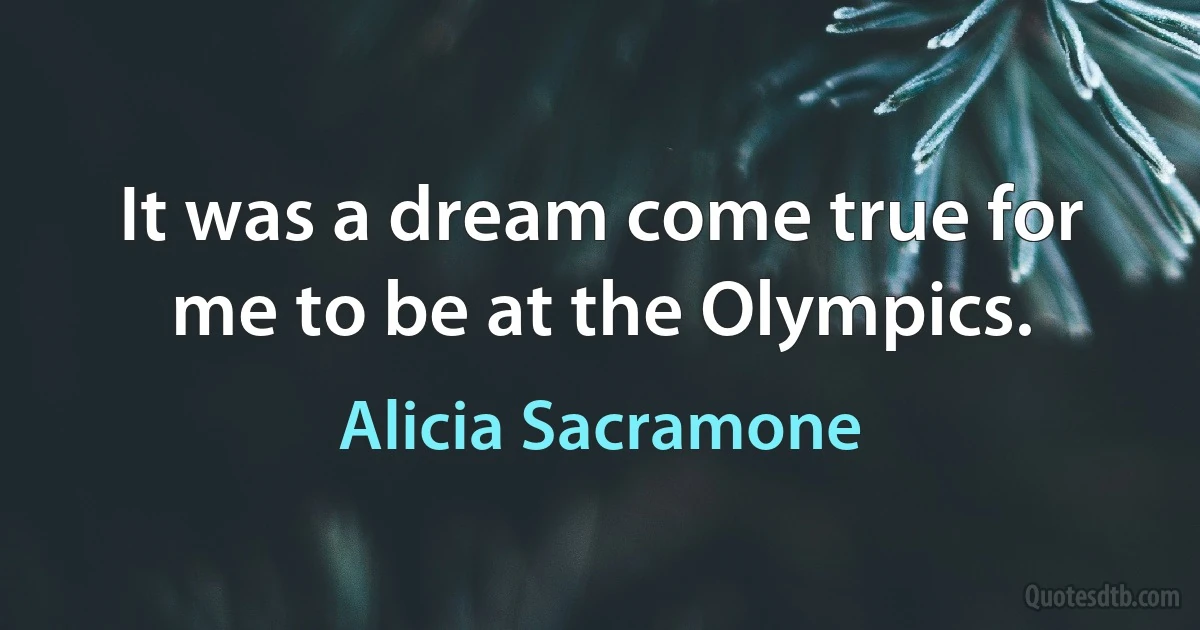 It was a dream come true for me to be at the Olympics. (Alicia Sacramone)