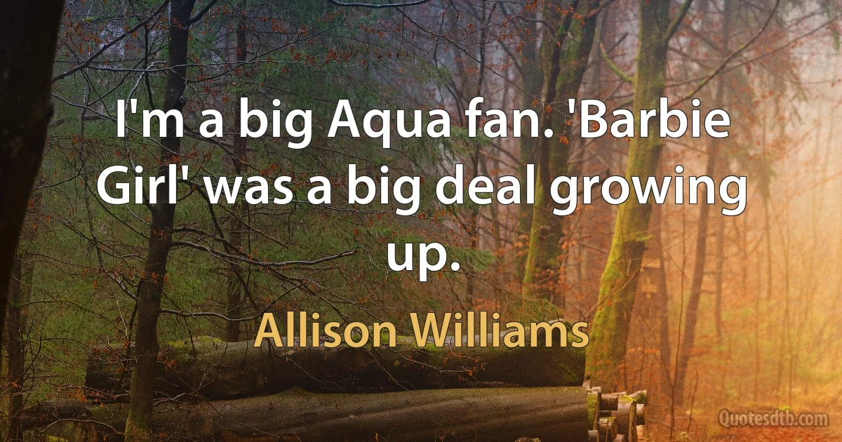 I'm a big Aqua fan. 'Barbie Girl' was a big deal growing up. (Allison Williams)