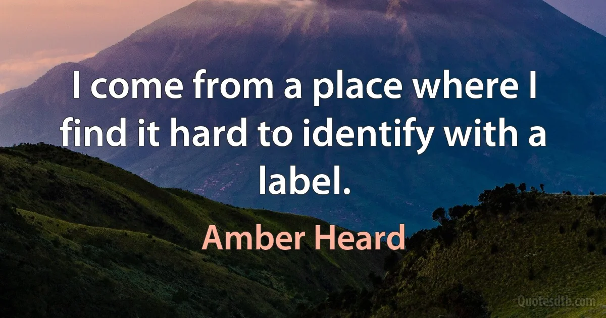 I come from a place where I find it hard to identify with a label. (Amber Heard)