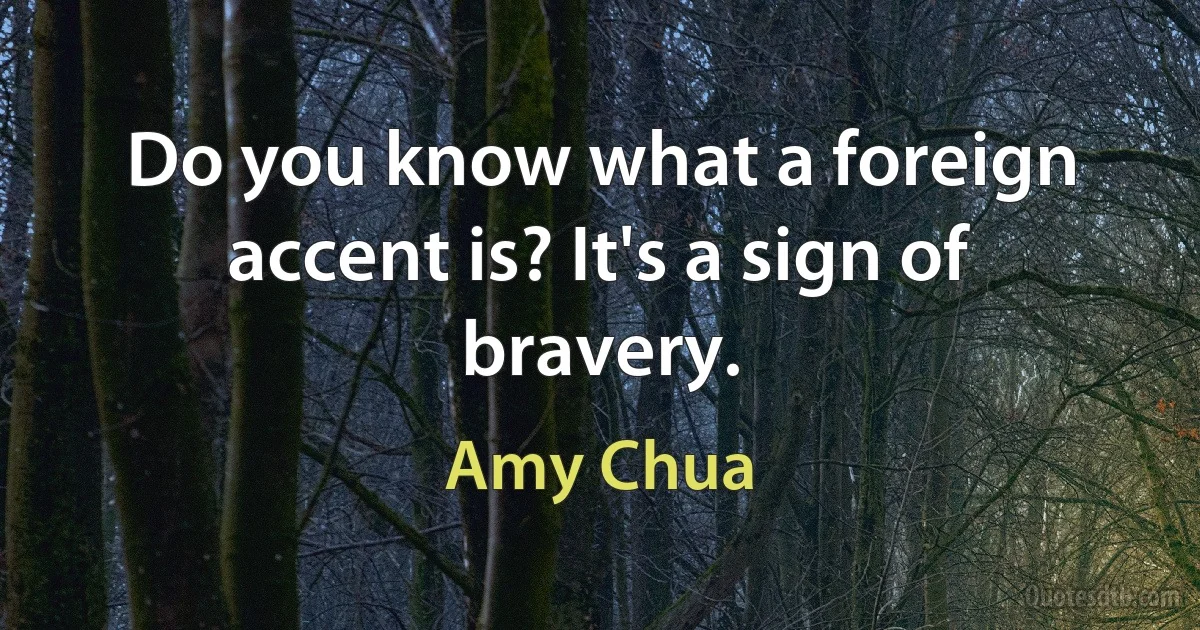 Do you know what a foreign accent is? It's a sign of bravery. (Amy Chua)