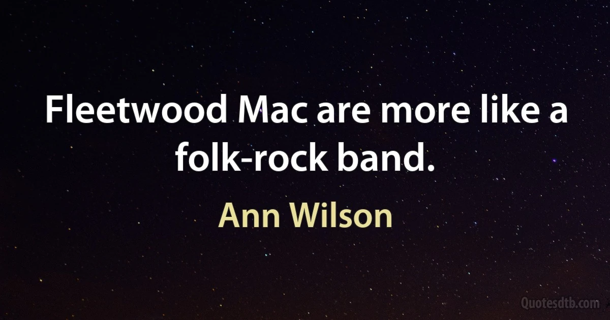 Fleetwood Mac are more like a folk-rock band. (Ann Wilson)