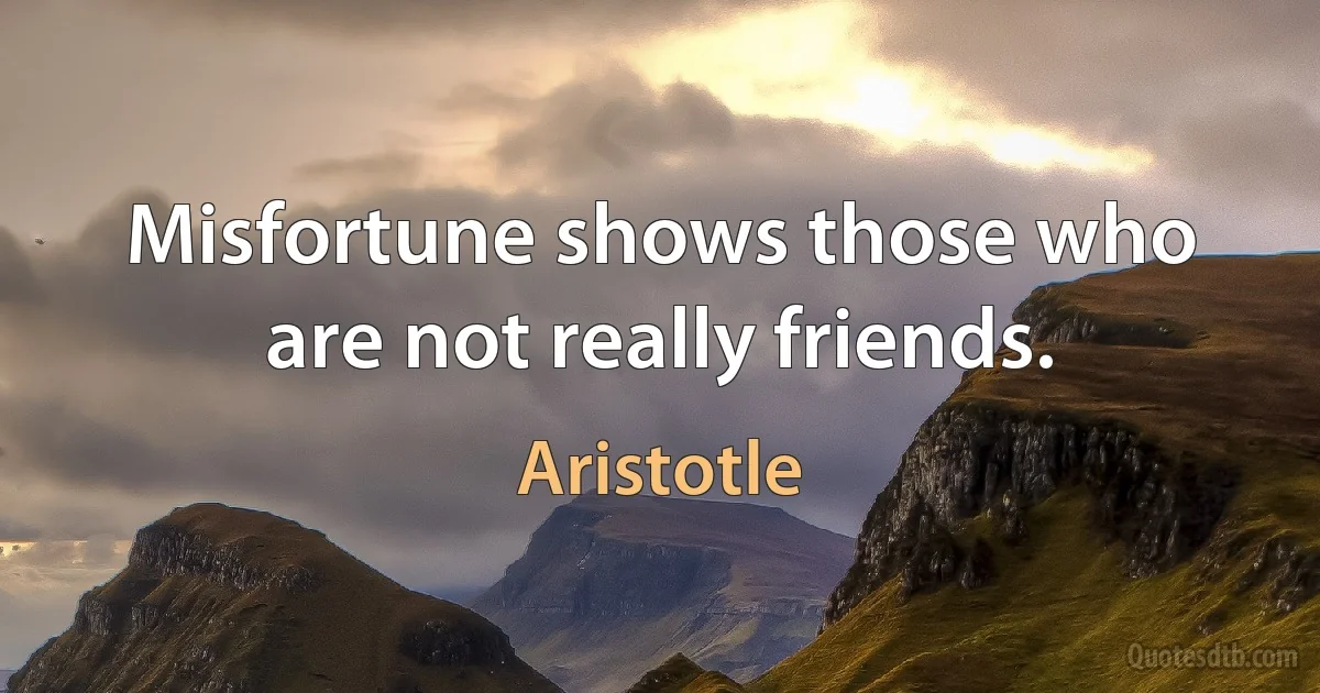 Misfortune shows those who are not really friends. (Aristotle)