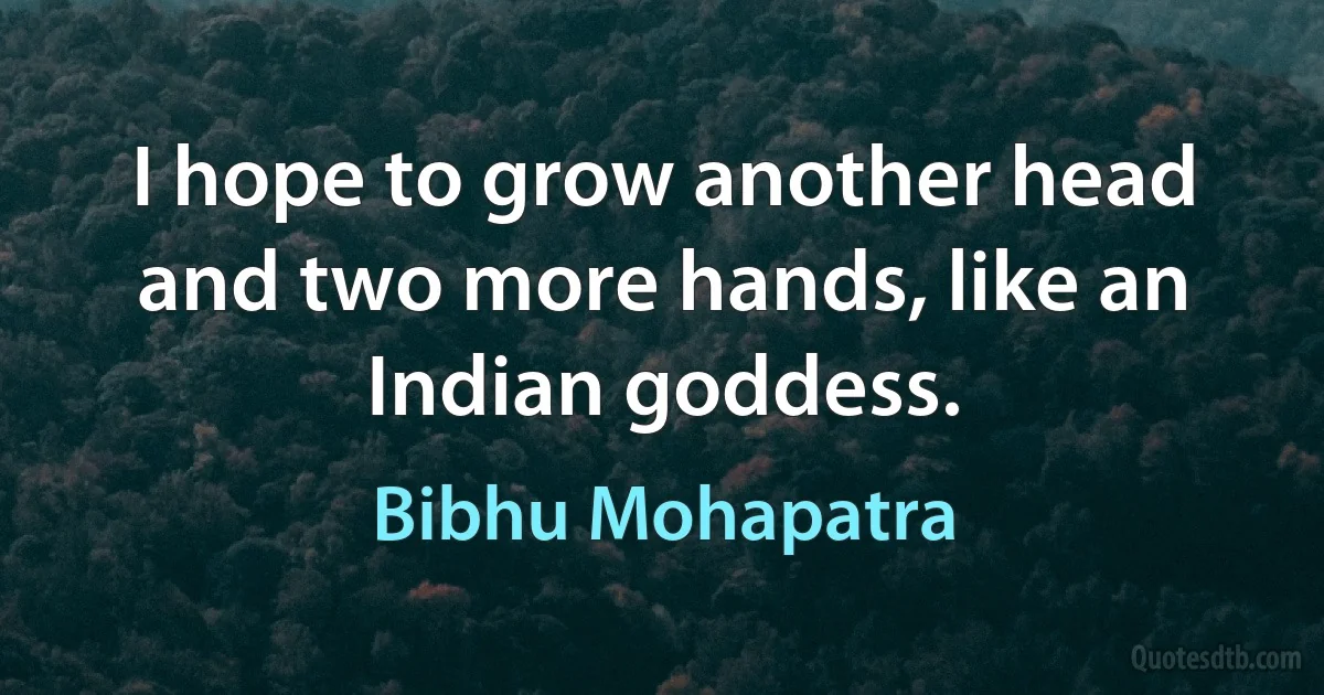 I hope to grow another head and two more hands, like an Indian goddess. (Bibhu Mohapatra)