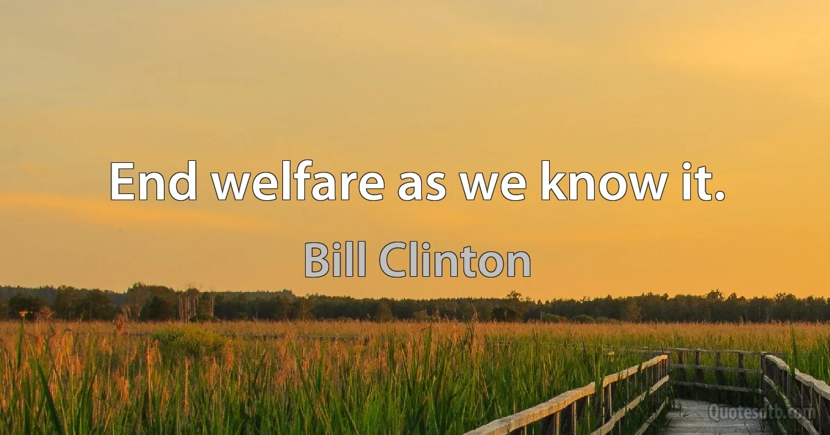 End welfare as we know it. (Bill Clinton)