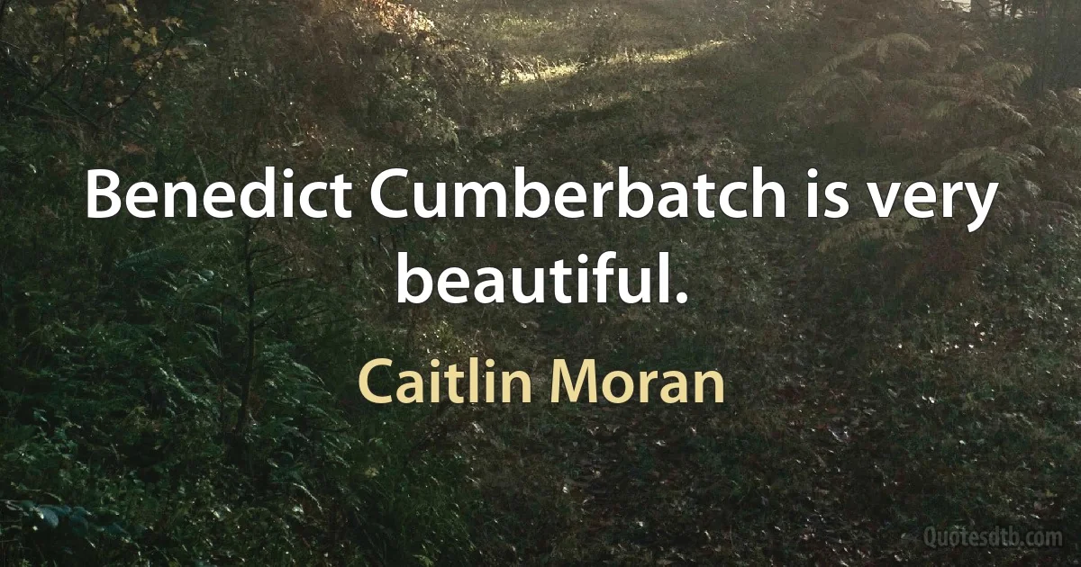 Benedict Cumberbatch is very beautiful. (Caitlin Moran)