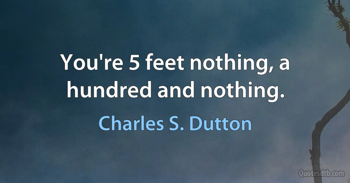 You're 5 feet nothing, a hundred and nothing. (Charles S. Dutton)