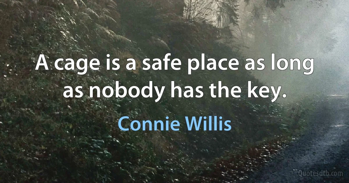 A cage is a safe place as long as nobody has the key. (Connie Willis)