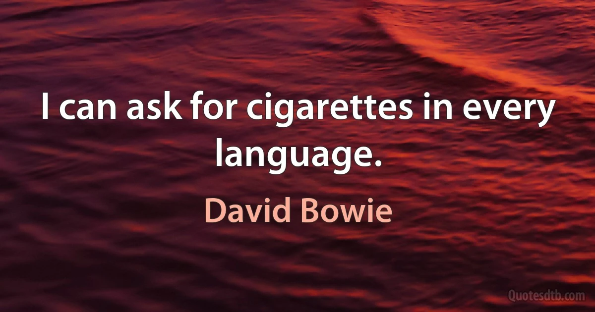 I can ask for cigarettes in every language. (David Bowie)