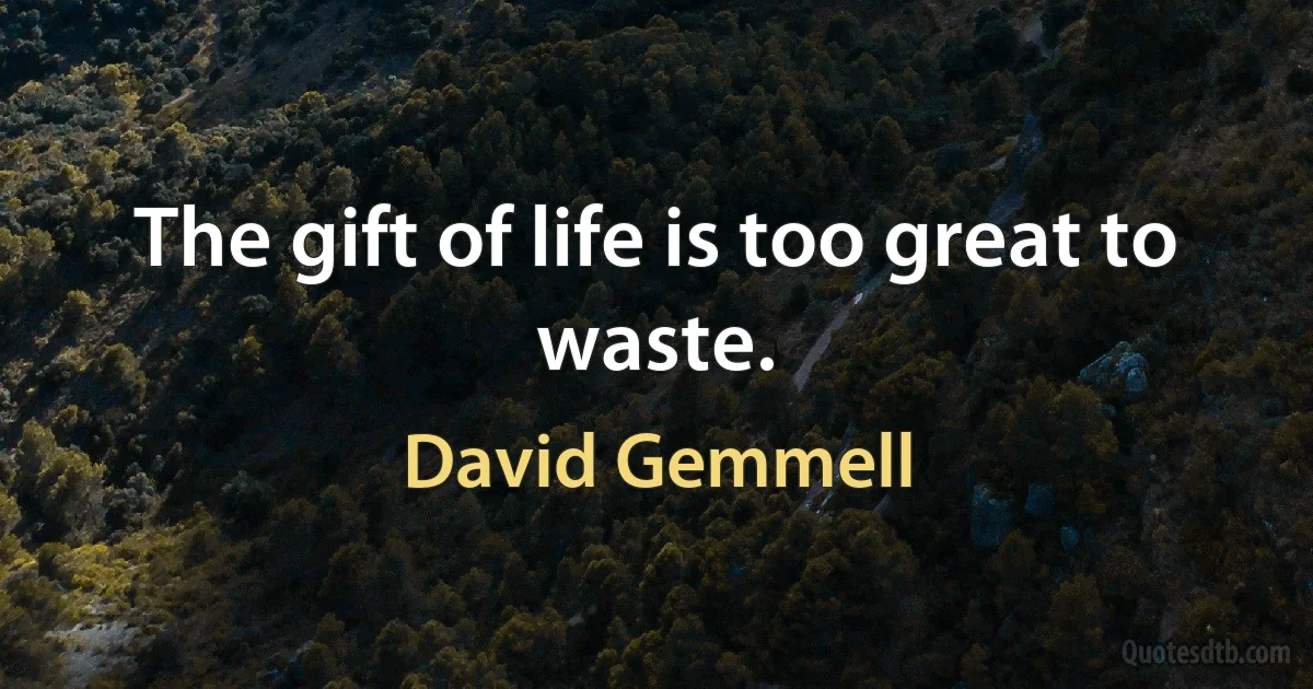 The gift of life is too great to waste. (David Gemmell)