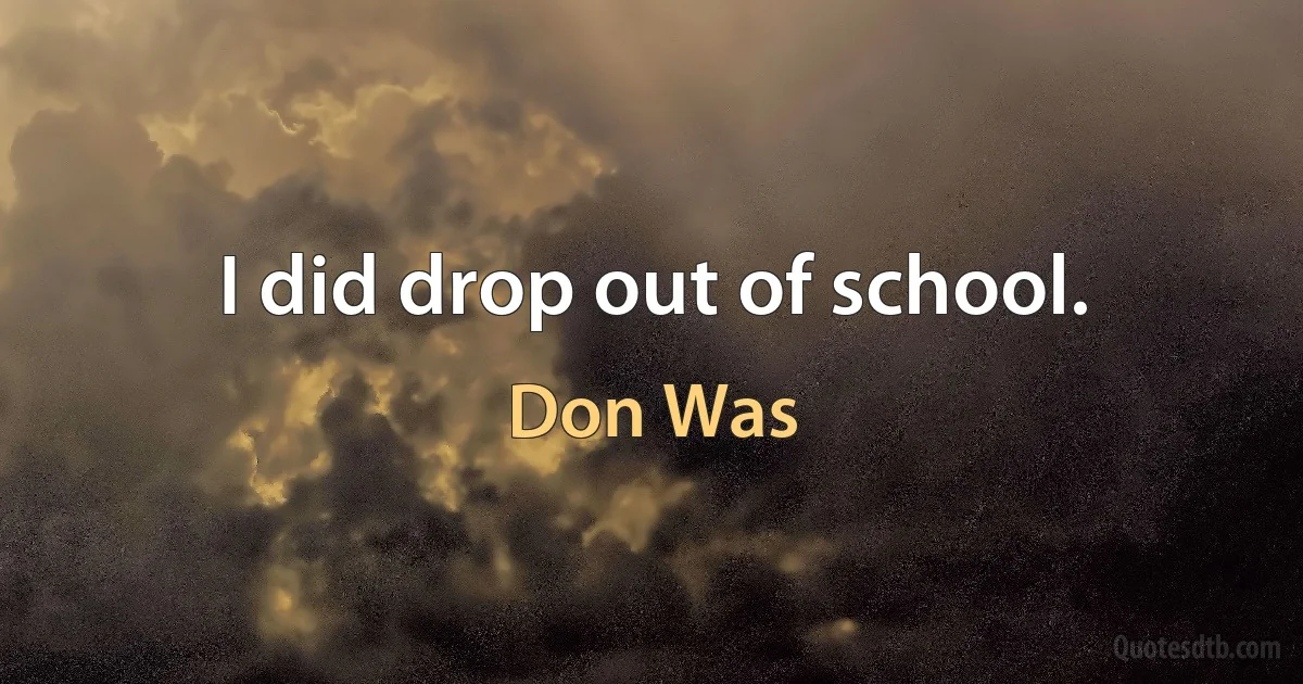 I did drop out of school. (Don Was)