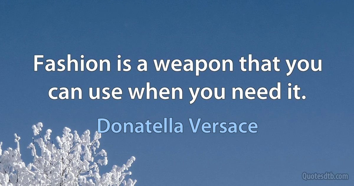 Fashion is a weapon that you can use when you need it. (Donatella Versace)