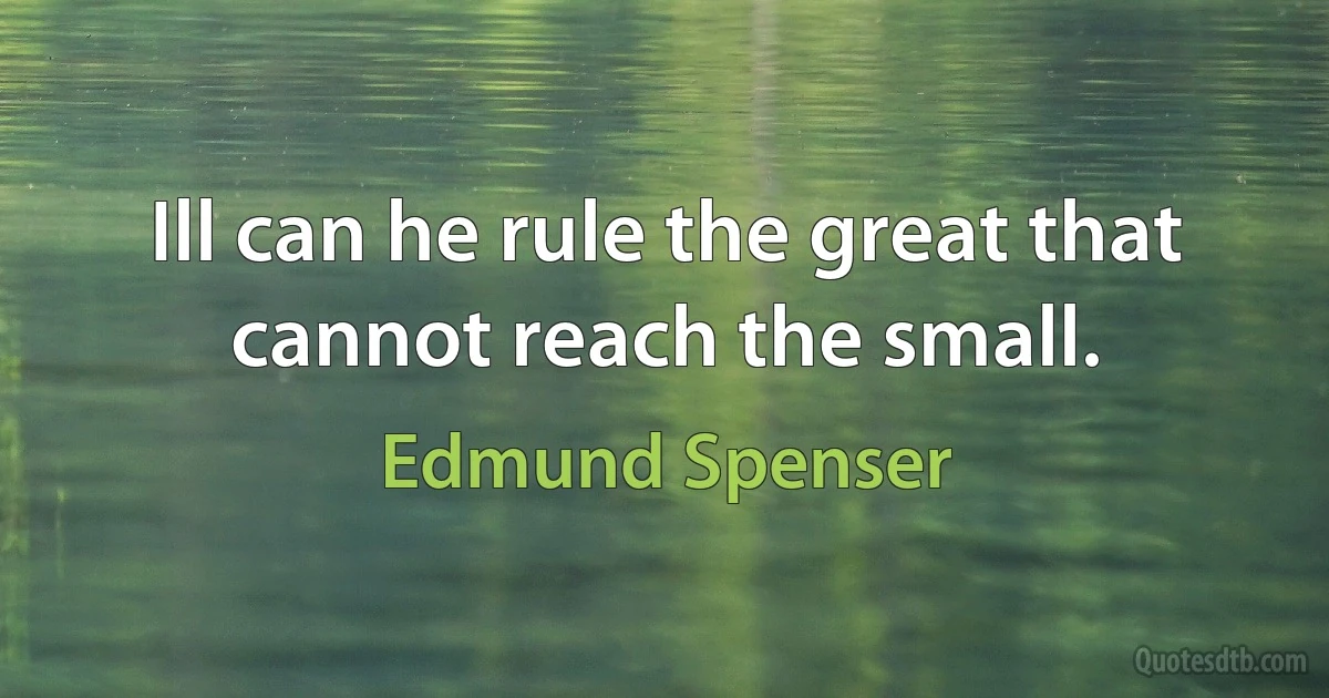 Ill can he rule the great that cannot reach the small. (Edmund Spenser)