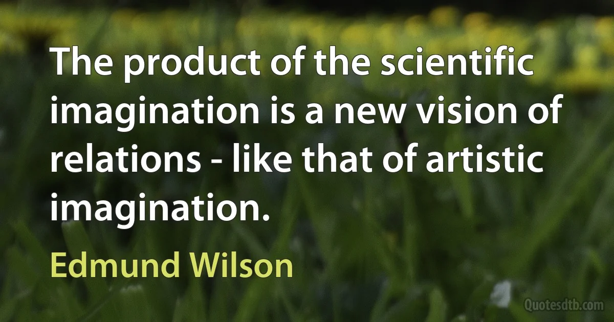 The product of the scientific imagination is a new vision of relations - like that of artistic imagination. (Edmund Wilson)