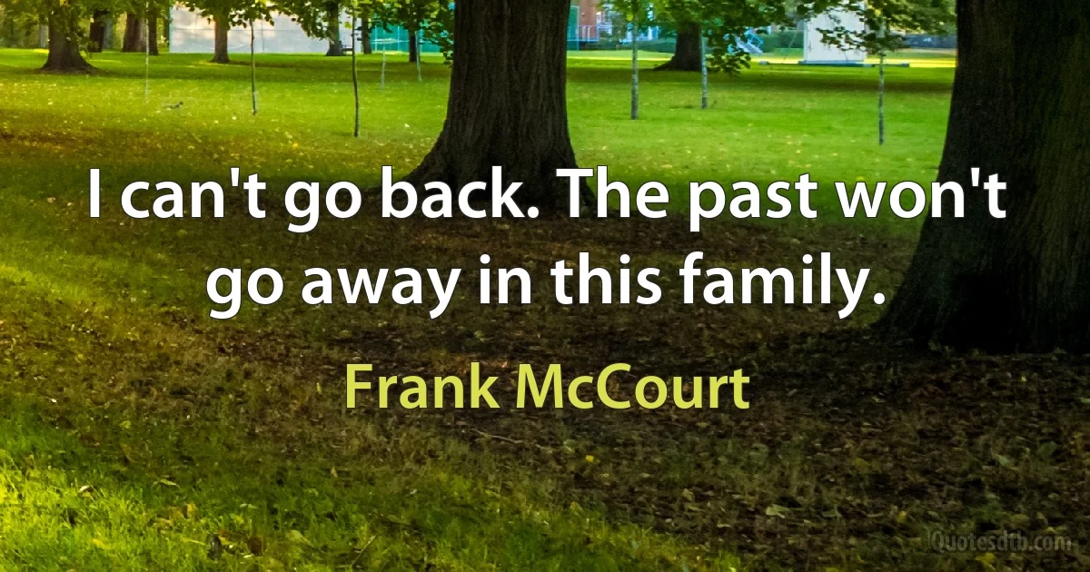 I can't go back. The past won't go away in this family. (Frank McCourt)