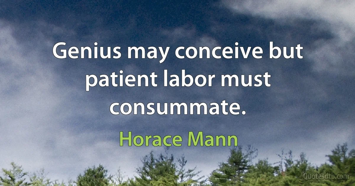 Genius may conceive but patient labor must consummate. (Horace Mann)