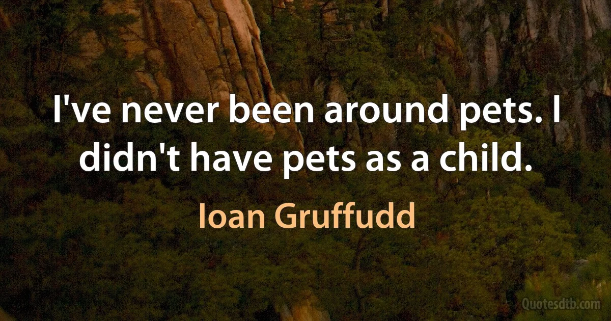 I've never been around pets. I didn't have pets as a child. (Ioan Gruffudd)