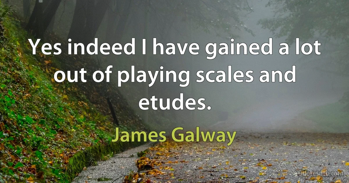 Yes indeed I have gained a lot out of playing scales and etudes. (James Galway)