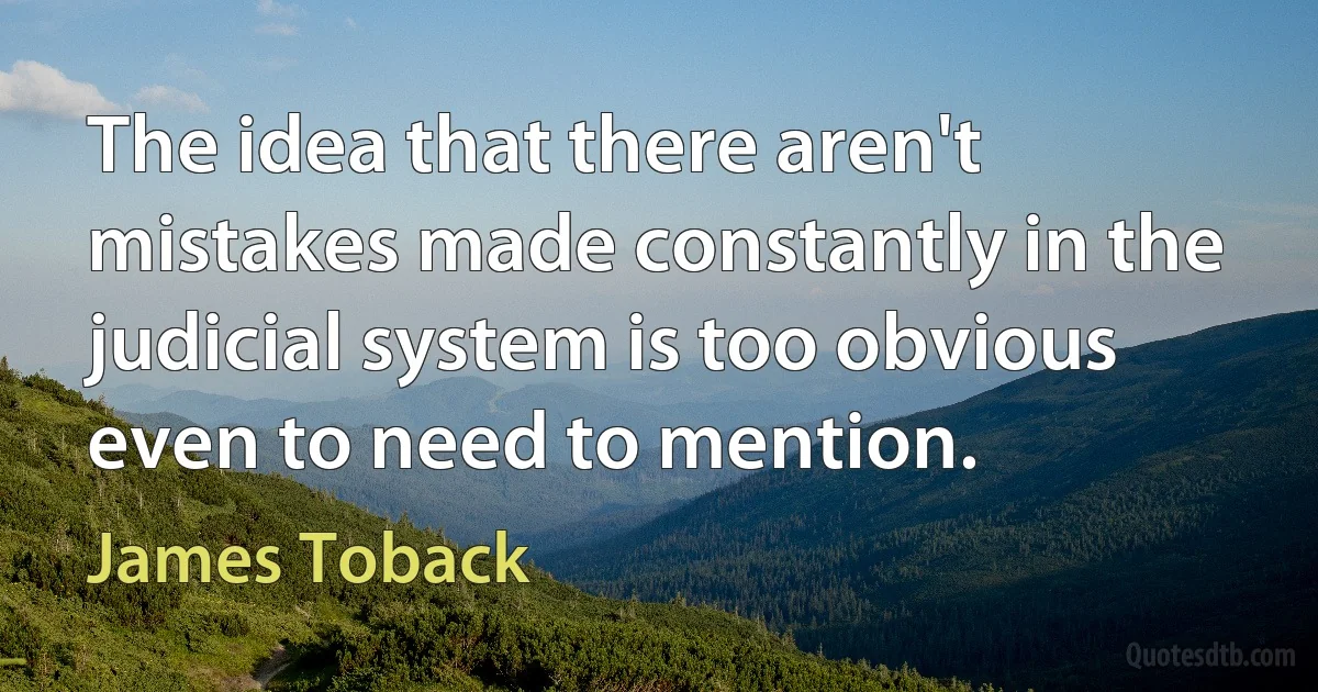 The idea that there aren't mistakes made constantly in the judicial system is too obvious even to need to mention. (James Toback)