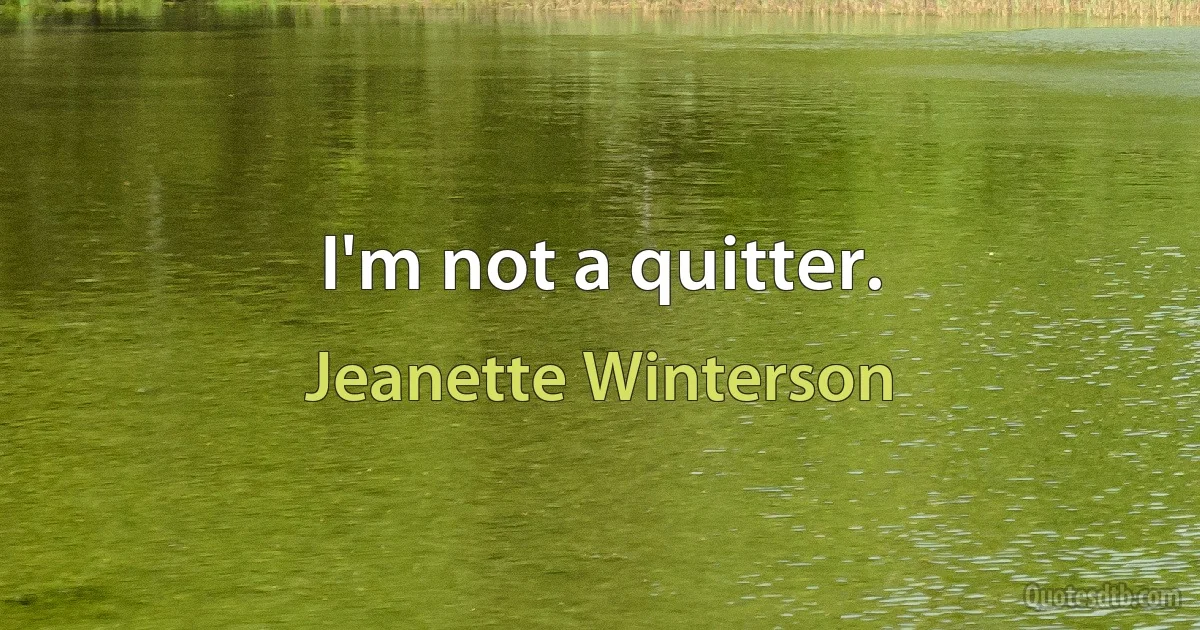 I'm not a quitter. (Jeanette Winterson)