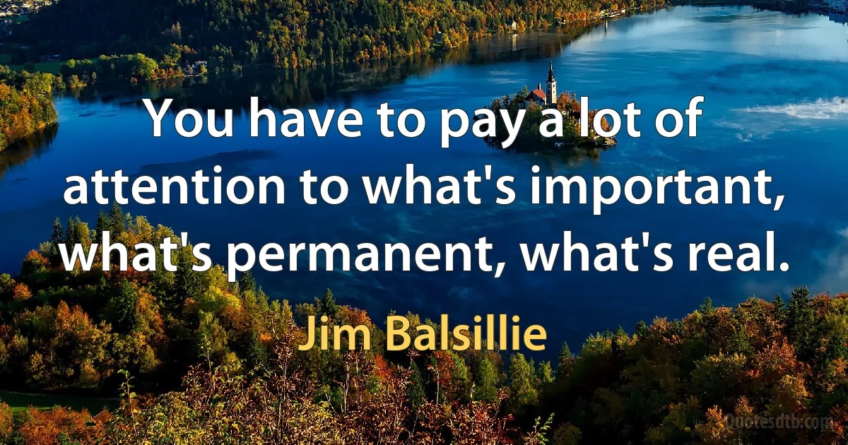 You have to pay a lot of attention to what's important, what's permanent, what's real. (Jim Balsillie)