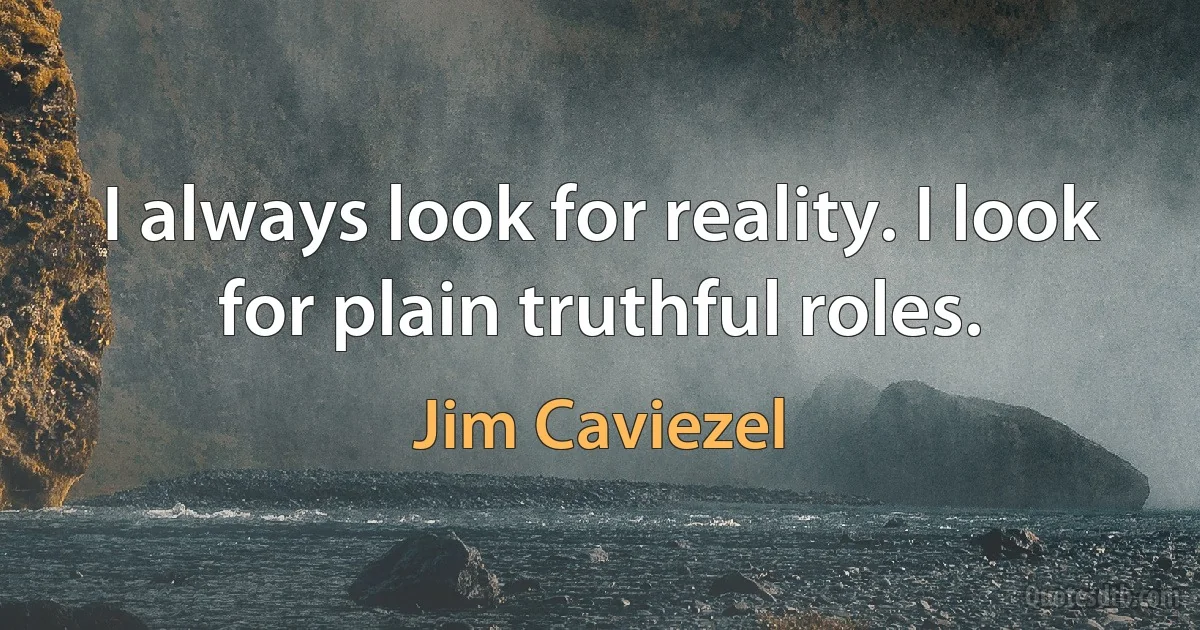 I always look for reality. I look for plain truthful roles. (Jim Caviezel)