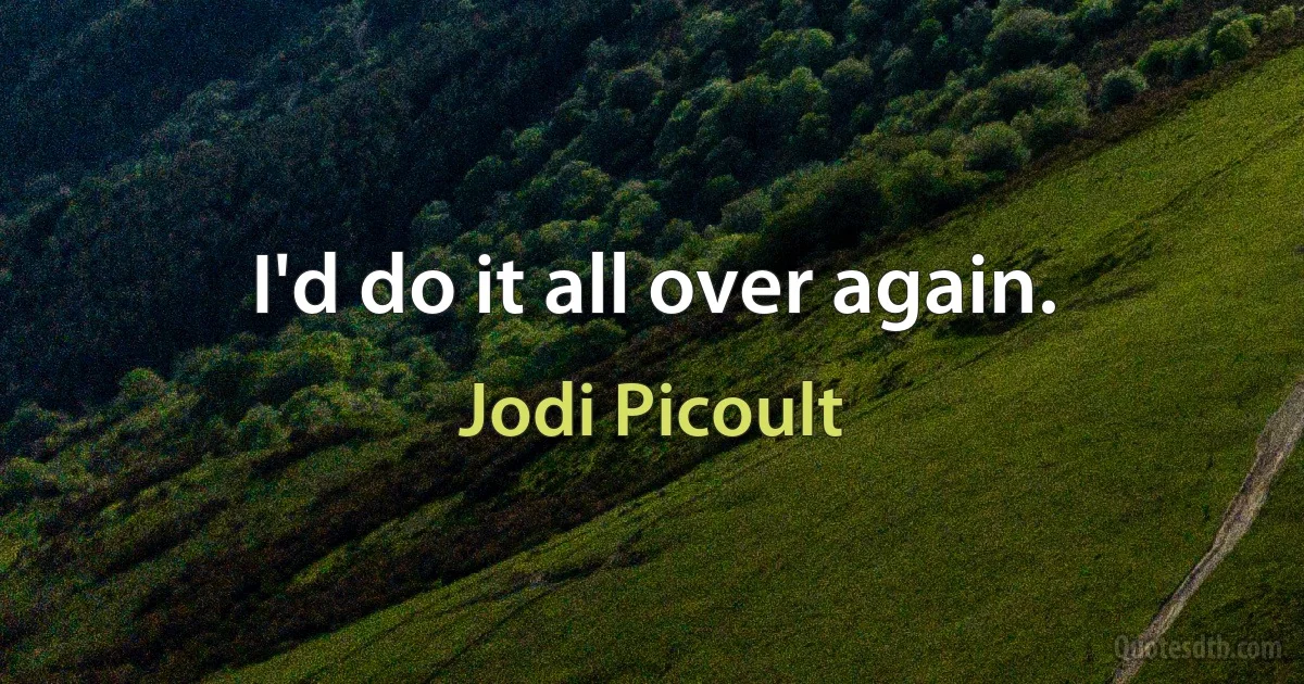 I'd do it all over again. (Jodi Picoult)