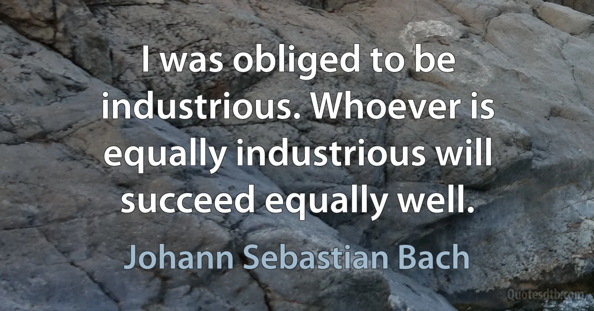 I was obliged to be industrious. Whoever is equally industrious will succeed equally well. (Johann Sebastian Bach)