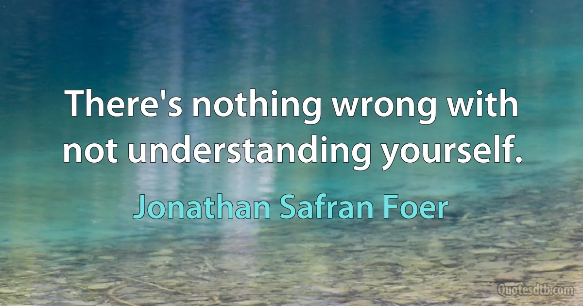 There's nothing wrong with not understanding yourself. (Jonathan Safran Foer)