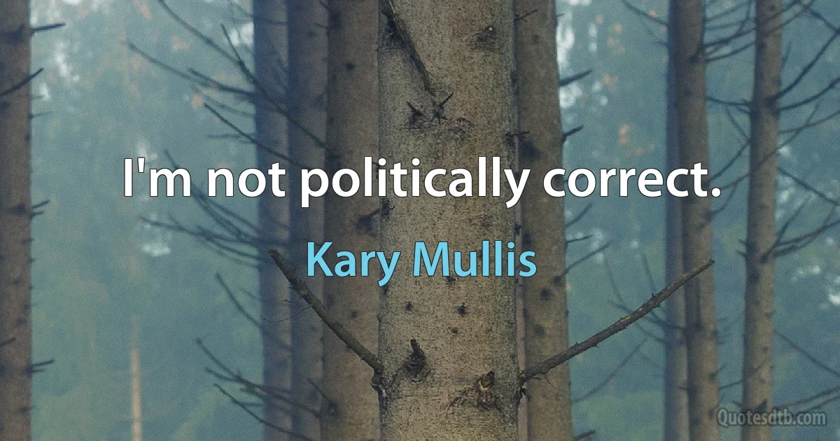 I'm not politically correct. (Kary Mullis)