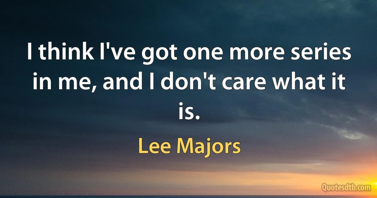 I think I've got one more series in me, and I don't care what it is. (Lee Majors)