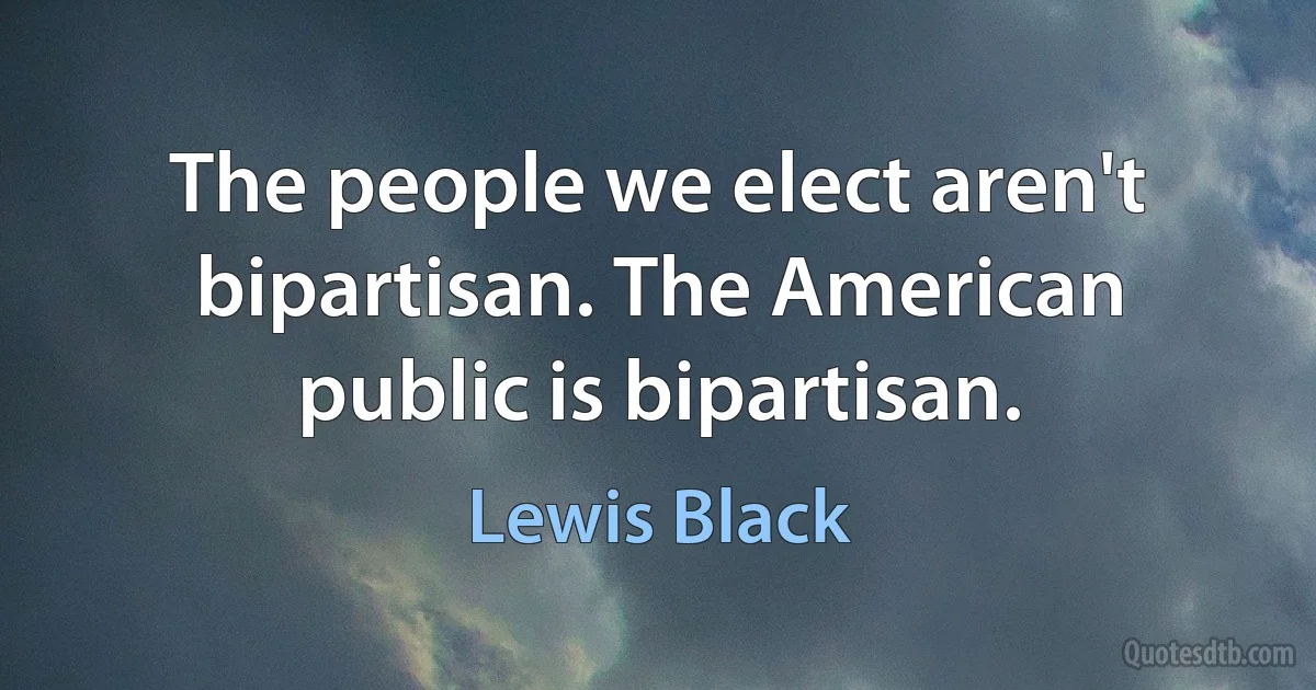 The people we elect aren't bipartisan. The American public is bipartisan. (Lewis Black)