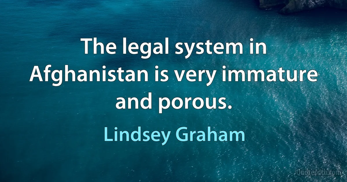 The legal system in Afghanistan is very immature and porous. (Lindsey Graham)