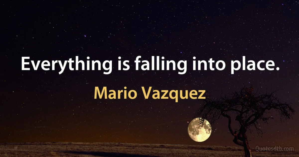 Everything is falling into place. (Mario Vazquez)