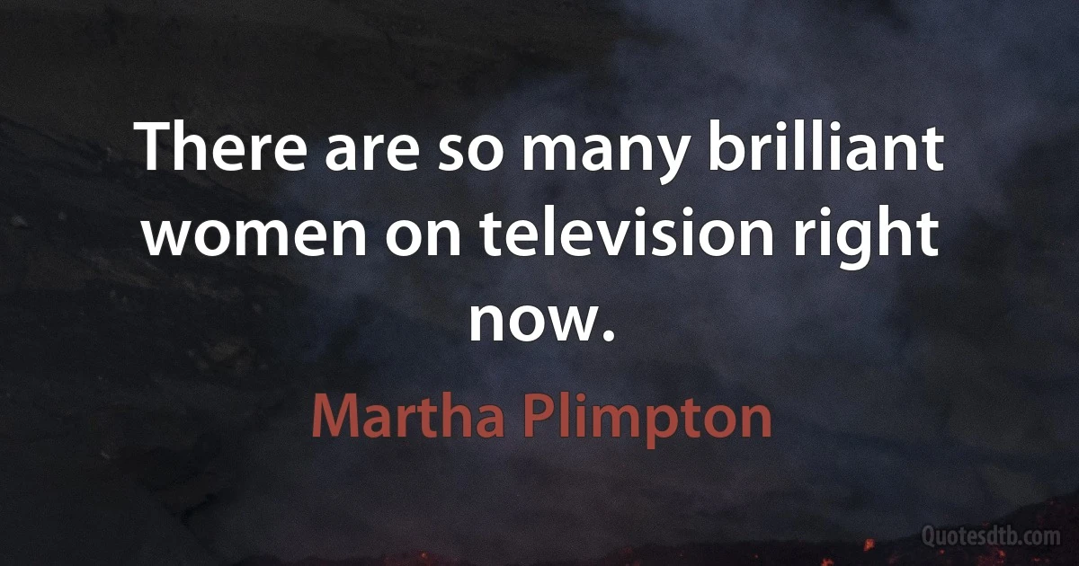 There are so many brilliant women on television right now. (Martha Plimpton)