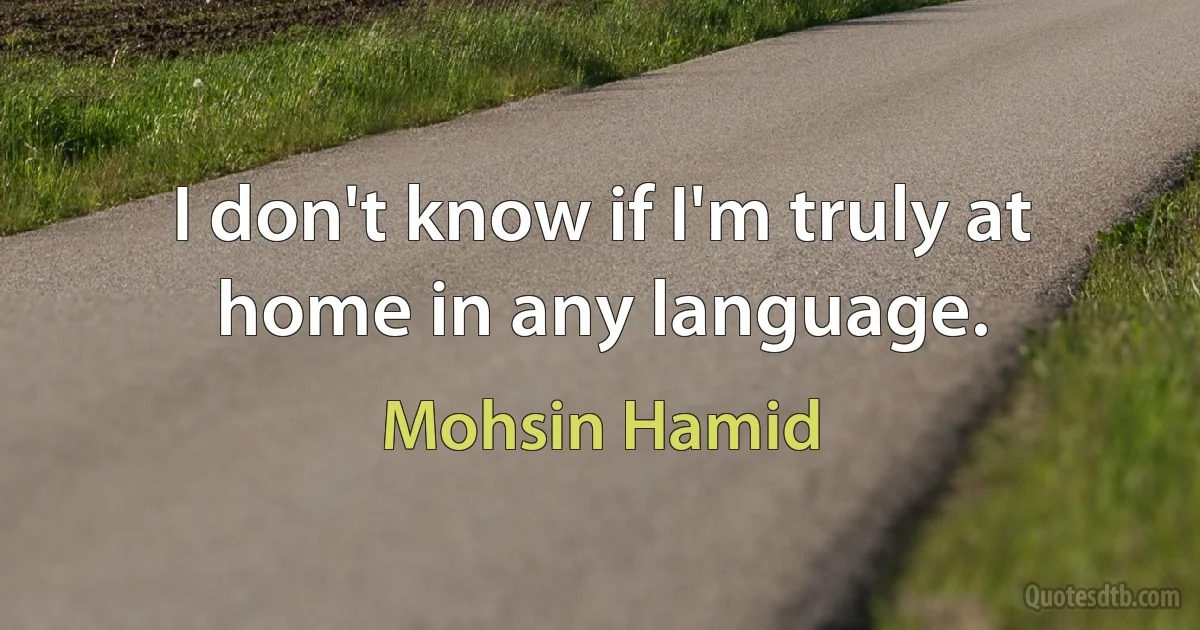 I don't know if I'm truly at home in any language. (Mohsin Hamid)