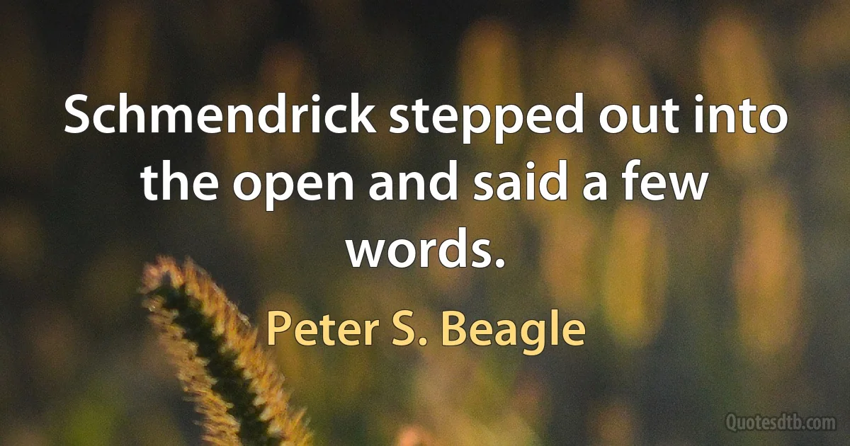 Schmendrick stepped out into the open and said a few words. (Peter S. Beagle)