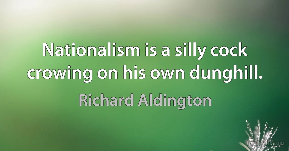 Nationalism is a silly cock crowing on his own dunghill. (Richard Aldington)