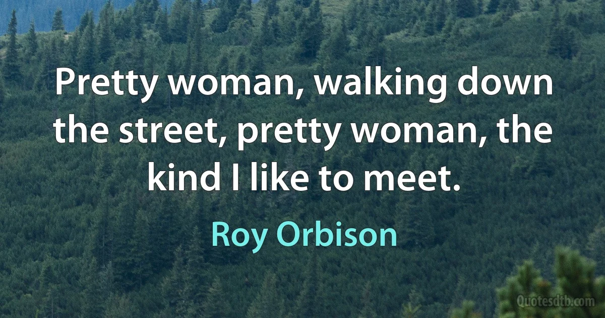 Pretty woman, walking down the street, pretty woman, the kind I like to meet. (Roy Orbison)