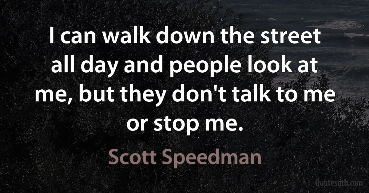 I can walk down the street all day and people look at me, but they don't talk to me or stop me. (Scott Speedman)