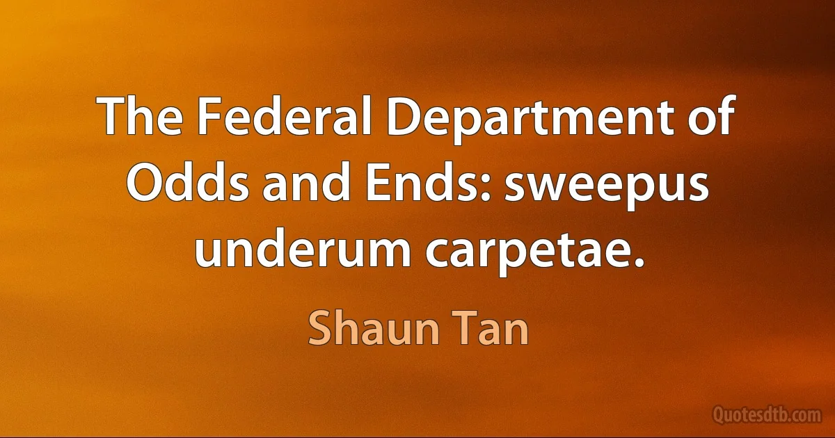 The Federal Department of Odds and Ends: sweepus underum carpetae. (Shaun Tan)