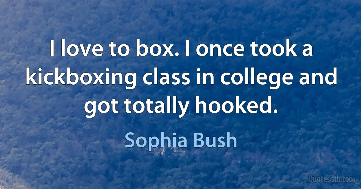 I love to box. I once took a kickboxing class in college and got totally hooked. (Sophia Bush)