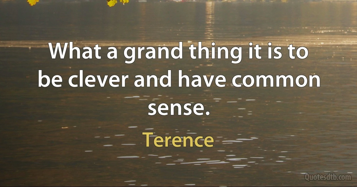 What a grand thing it is to be clever and have common sense. (Terence)