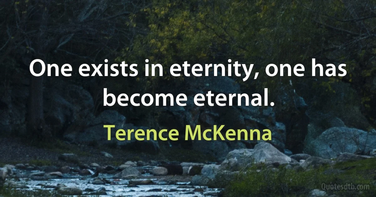 One exists in eternity, one has become eternal. (Terence McKenna)