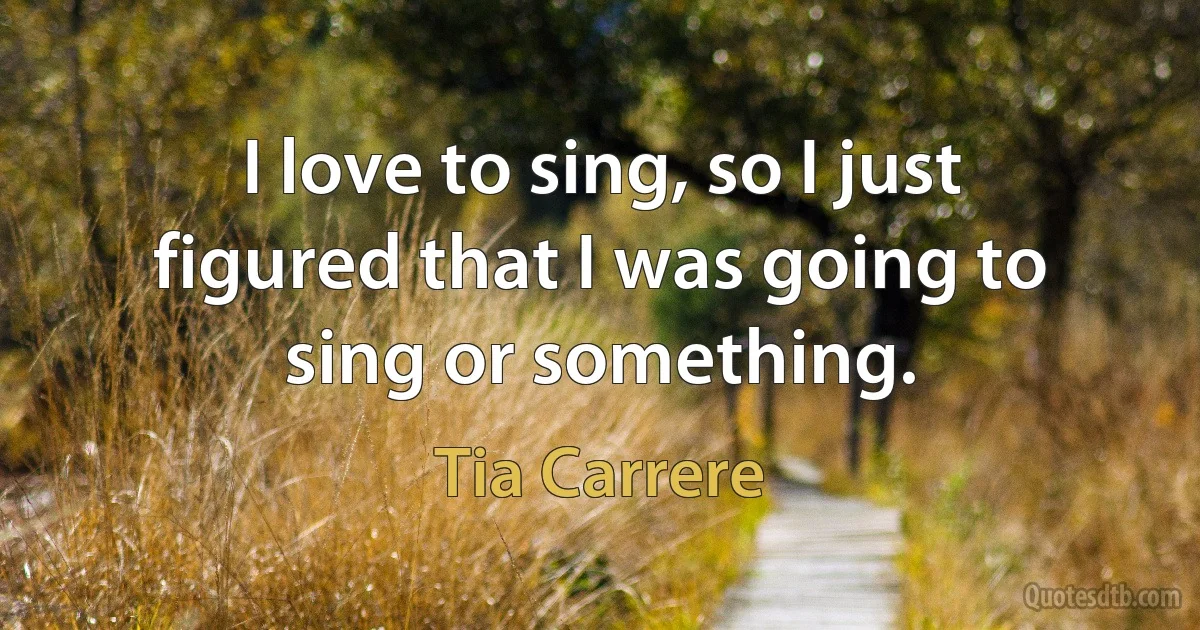 I love to sing, so I just figured that I was going to sing or something. (Tia Carrere)