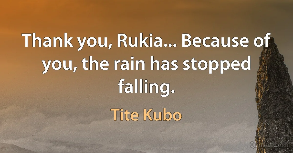 Thank you, Rukia... Because of you, the rain has stopped falling. (Tite Kubo)