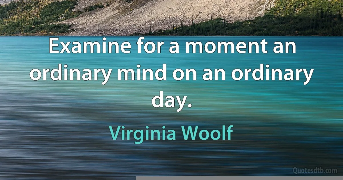 Examine for a moment an ordinary mind on an ordinary day. (Virginia Woolf)