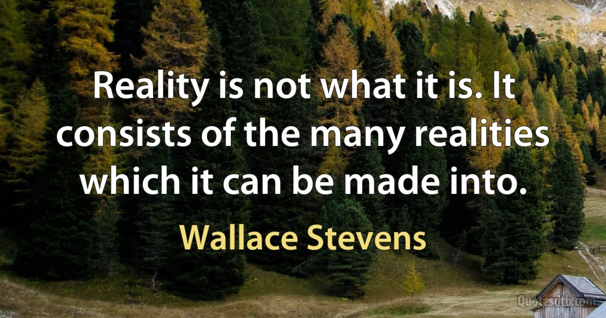 Reality is not what it is. It consists of the many realities which it can be made into. (Wallace Stevens)