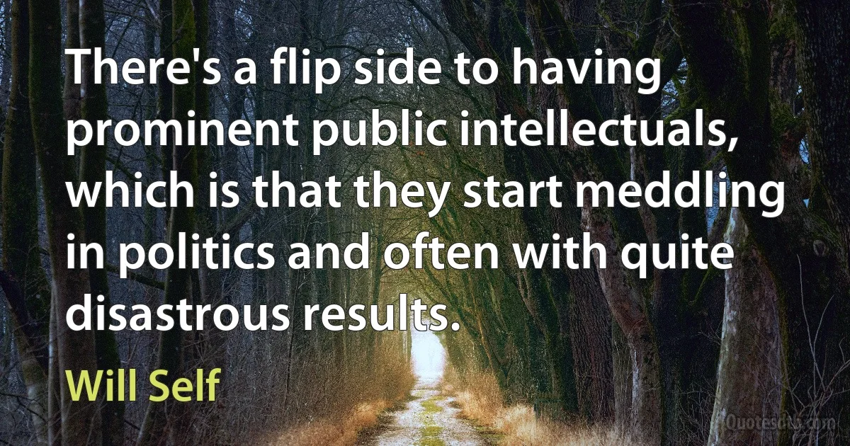 There's a flip side to having prominent public intellectuals, which is that they start meddling in politics and often with quite disastrous results. (Will Self)